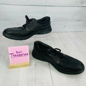 Clarks Mens 14885 Black Leather Lace Up Comfort Oxford Loafers Shoes Size 10.5 M